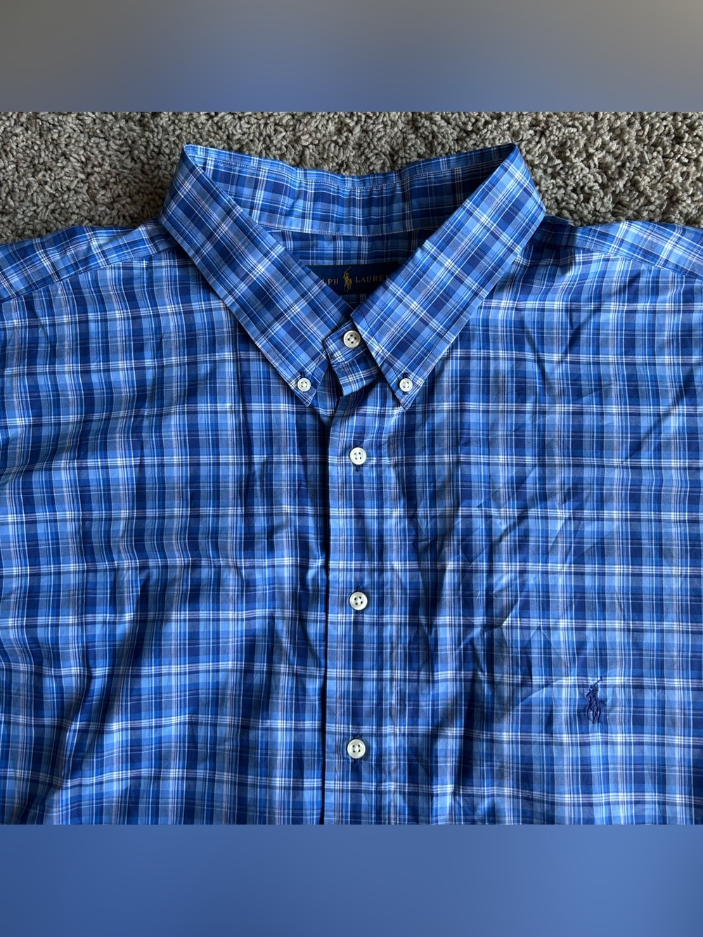 NWT Polo Ralph Lauren Button Down Men 4XL TALL Blue Plaid Checkered Cotton Shirt